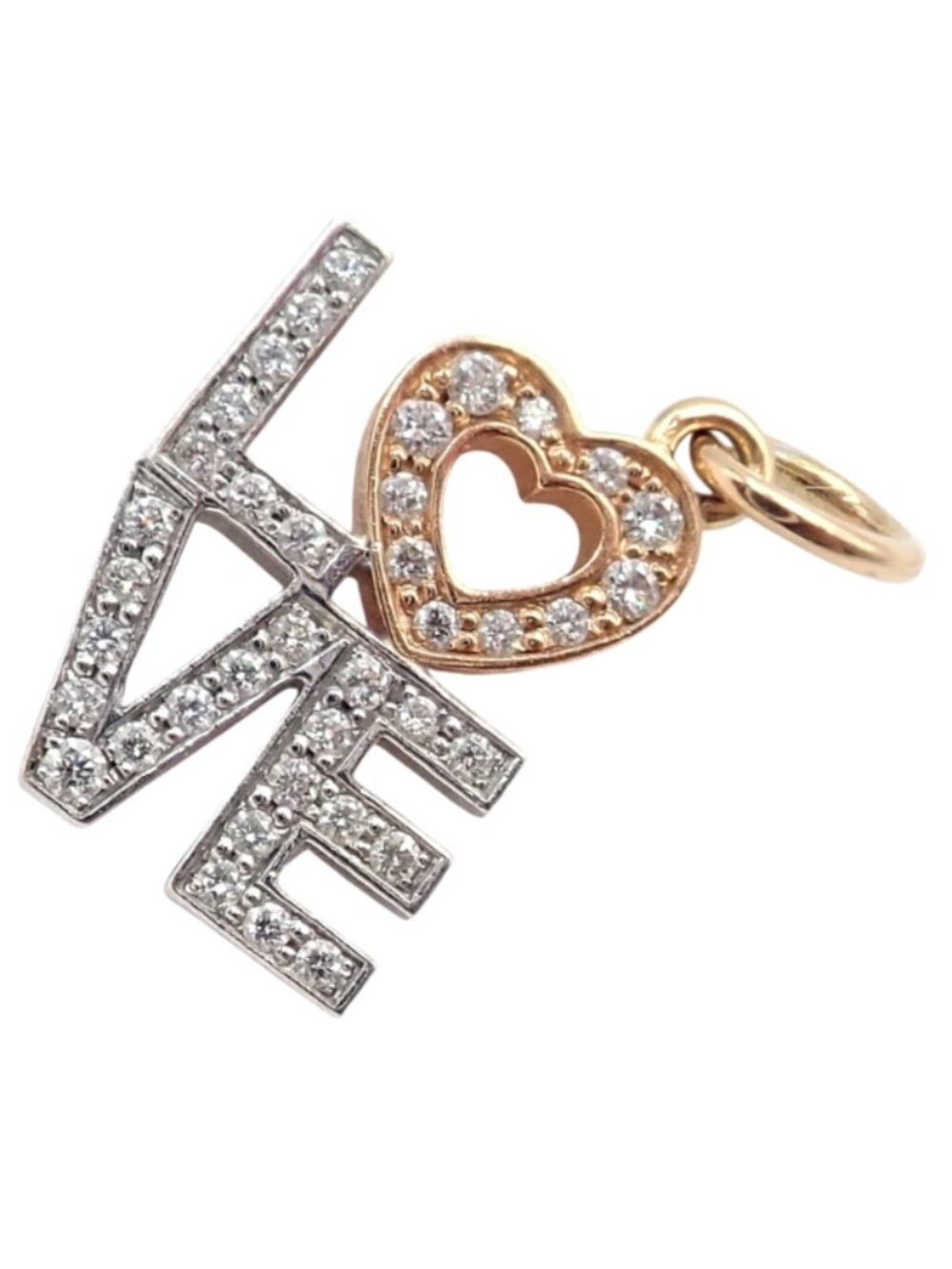 Tiffany & Co. 18k Yellow + White Gold LOVE Philadelphia Diamond Pendant Charm - Picture 8 of 9